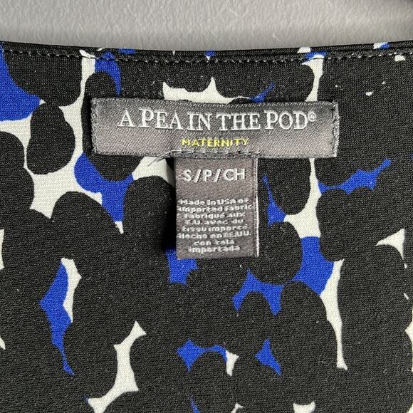 Pea in the Pod Black and Blue Wrap Maternity Dress Size Small - Picture 2 of 8